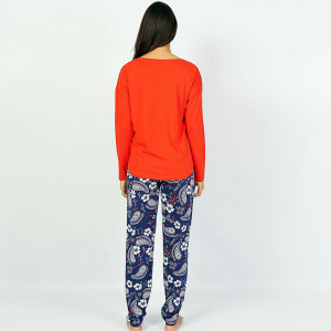Pijamale Confortabile din Bumbac Vienetta Model 'Awesome' Culoare Rosu