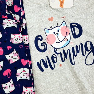 Pijamale Confortabile Marimi Mari Vienetta Model 'Good Morning' Gray