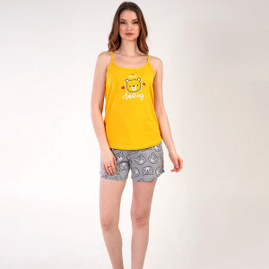 Pijamale cu Maieu Vienetta Model 'You're Amazing' Yellow