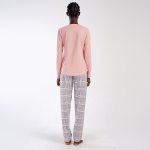 Pijamale Dama din Bumbac 100% Vienetta, Model 'Life is Better with Coffee'. Prezentare pijama din spate.
