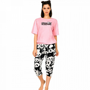 Pijamale Dama Manesca Scurta Pantalon 3/4 Vienetta Model 'Keep Sleeping'