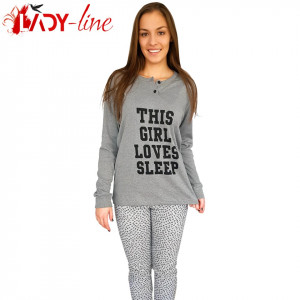 Pijamale Dama Snelly L'Originale Model 'This Girl Loves Sleep' Gray