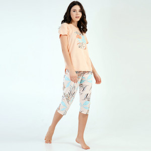 Pijamale Dama Vienetta din Bumbac 100%, Model 'Nostalgic Life' Baby Pink