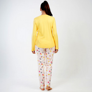 Pijamale din Bumbac Interlock, Brand Vienetta, Model 'Belive' Yellow