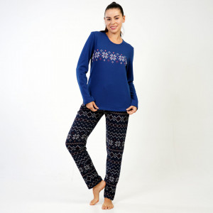 Pijamale din Bumbac Interlock, Brand Vienetta, Model 'Winter Ornaments'