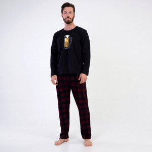 Pijamale din Bumbac Interlock Vienetta | MAN Barbati Model 'Weekend Mood' Black