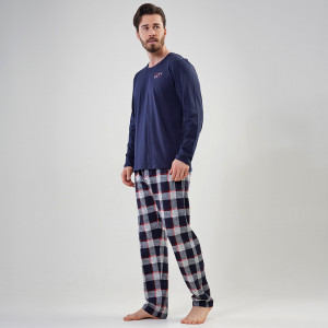 Pijamale din Bumbac Vienetta | MAN Model 'Don't Quit' Blue
