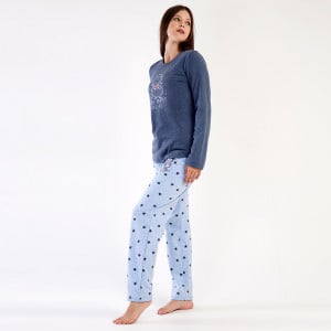 Pijamale Confortabile Vienetta, Model 'Alive' Indigo Gray