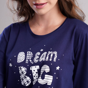 Pijamale Vienetta din Bumbac Model 'Dream Big' Blue