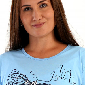 Pijamale Vienetta Marimi Mari din Bumbac 100% Model 'Yes You Can' Blue