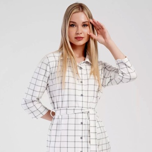 Rochie Tip Halat cu Nasturi, Guler, Buzunare si Cordon Vienetta Model 'Yvonne' | Rafinament și Versatilitate