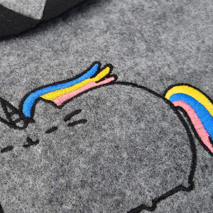 Rucsac din Postav cu Maner si Bretele Model 'Rainbow Mood' Gray