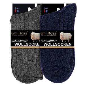 Șosete Călduroase din Mix de Lână Set 2 Perechi Model 'Minimalist Line' Blue Grey | Confort Maxim
