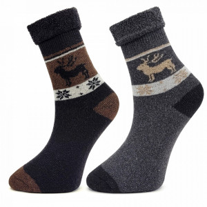 Șosete Groase si Călduroase din Lână Set 2 Perechi Model 'Moments' Black & Gray