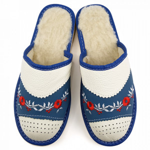 Suede Slippers Lined with Natural Wool, Model 'Dark Bear'