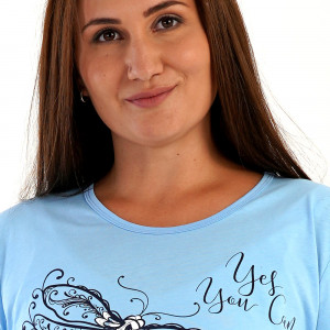 Pijamale Vienetta Marimi Mari din Bumbac 100% Model 'Yes You Can' Blue