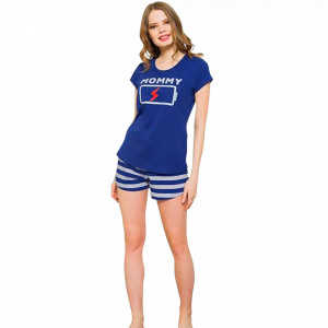 Vienetta Women's Pajamas, 'Mommy Charge' Color Blue