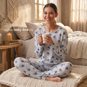 Relaxare stelară în bumbac 100%. Pijamaua 'Solar Eclipse' pentru momentele tale cozy.