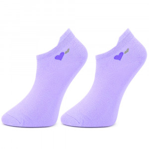 Women's Ankle Socks Set of 2 Pairs 'Heartbeats Coral' Purple