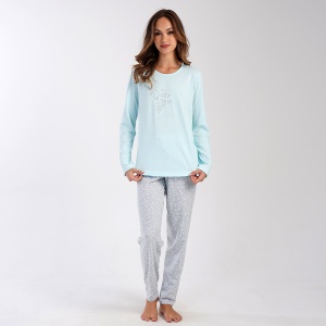 Women's Cotton Pajamas Vienetta Model 'Heartbeats in Nature' | Natural Comfort