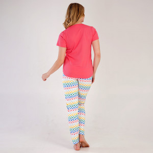 Pijamale Dama din Bumbac Vienetta, Model 'Sleep Well' Strawberry Pink