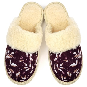 Women's Plush and Furry Wool Slippers 'Home Forest' Model | Comfort and Naturalness