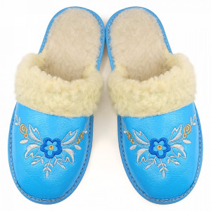 Women's Sheepskin Fur Slippers Model 'Akna Rogue' Blue
