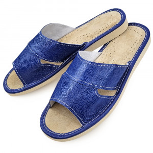 Women's Slippers Material Leather Color Blue Model 'Simple Blue'