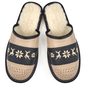 Wool-Lined Slippers Model 'Nordic Tradition' Classic Brown | Warmth and Joy