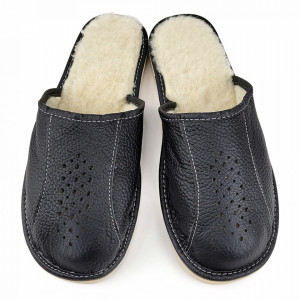 Black Sheepskin Fur Slippers 'New Black in Town'