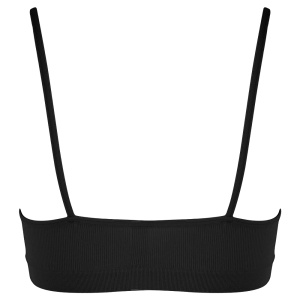 Detaliu spate: bretele subțiri tip „spaghetti” și design seamless invizibil.