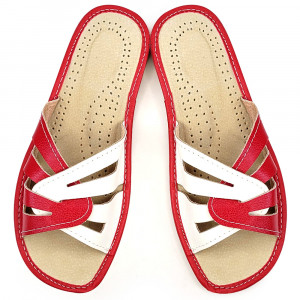 Comfortable Leather Slippers Model 'Glaucia' Red