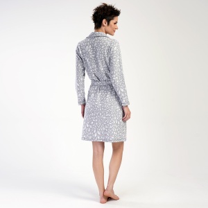 Halat Dama cu Buzunare si Cordon Vienetta Model 'Havva' Gray. Prezentare din spate.