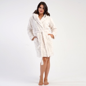 Halat Damă cu Glugă Welsoft Vienetta Soft & Pure, Model 'Snowy' | Lux și Căldură