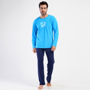 Men's 100% Cotton Pajamas Vienetta | MAN Model 'The World Is Yours' | Comfort, Style and Adventure