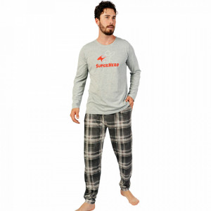 Men's Pajamas Gazzaz by Vienetta Model 'Super Hero' Gray