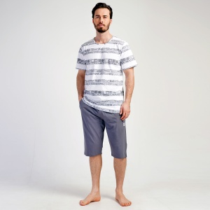 Men's Pajamas with 3/4 Pants Vienetta | MAN Model 'Symbols' | Modern Design, Freedom of Movement, Style
