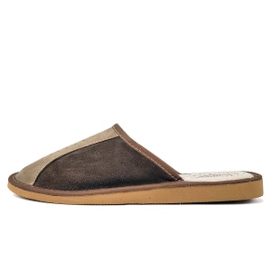 Papuci de Casă din Piele Întoarsă pentru Bărbați 'Tennessee Simplicity' Brown-Prezentare papuci din lateral.