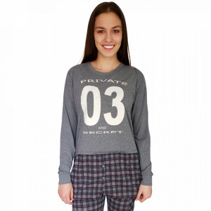 Pijamale Dama Bumbac 100%, Charachter, 'Private And Secret' Gray