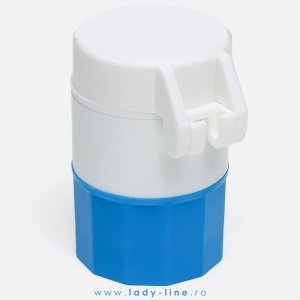 Organizator Medicamente Multifunctional 4in1 | Tăiere, Sfărmare, Depozitare, Pahar Apă, Culoare Albastru