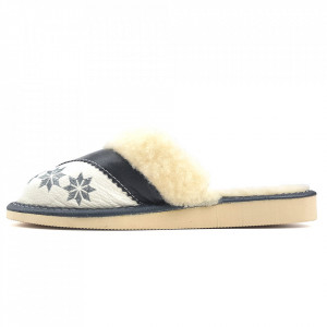 Papuci de Casa Dama Imblaniti cu Lana de Oaie Model 'Spirit of Winter' Gray