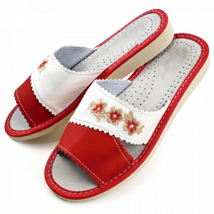 Papuci de Casa Dama Material Piele Culoare Gri Model 'Red Refinement'