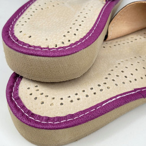 Papuci de Casa din Piele Comozi Model 'Glaucia' Purple