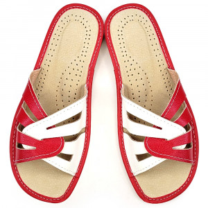 Papuci de Casa din Piele Comozi Model 'Glaucia' Red
