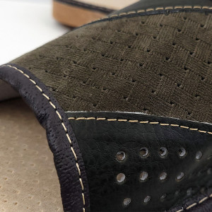 Papuci de Casa din Piele Culoare Maro Verzui Model 'Engineering' Dark Green