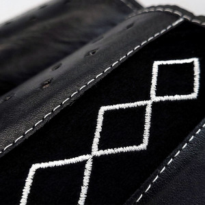 Papuci de Casa din Piele Culoare Negru Model 'Geometric Aproch''