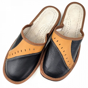 Papuci de Casa din Piele Model 'Highlander' Brand Nowo, Culaore Maro