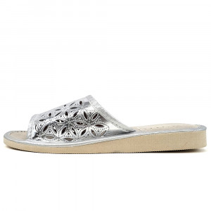 Papuci de Casa dinl Piele Culoare Auriu Model 'Elaborate Patrol' Silver