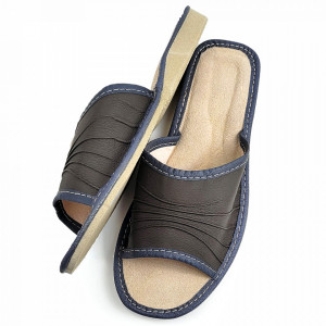 Papuci de Casa Vara din Piele Culoare Gri Model 'Stateliness Gray'