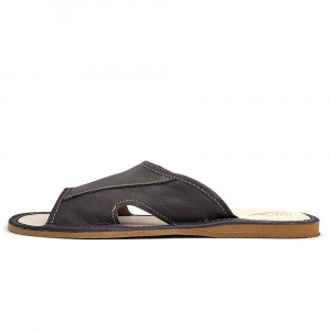 Papuci de Casa Vara din Piele Culoare Negru Model 'Summer Earth'